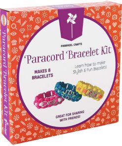 Pinwheel Crafts Paracord Bracelet Kit - DIY Kids Crafts, Paracord Bracelet w/Sturdy Buckle & Paracord 550 Cord - 8 Colorful Friendship Bracelets Gifts - Jewelry Making Kit for Girls 8-12 Years Old