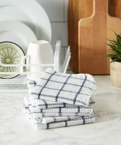 DII Scrubber Dishcloths Collection Windowpane Dishrag Set, 12x12, White/Nautical Blue Stripe, 6 Piece 12x12" 17 81zzOzbwjlL