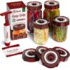 Fermenting Lids for wide mouth mason jars. 4 waterless airlock fermentation lids kit. Easy Grip fermenter lid with Oxygen Pump automatically Vents air. Tracks ferment date. (4 Lids + Pump)