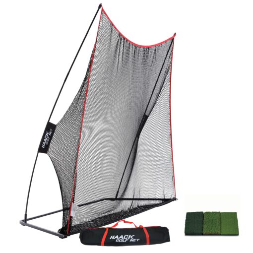 Rukket Haack Golf Net | Practice Driving Indoor and Outdoor | Golfing at Home Swing Training Aids | by SEC Coach Chris Haack | Choose from 10x7 Hitting Net, 7x7 Hitting Net, or Protection Side Nets 10x7ft Golf Net & Turf Mat