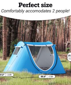 Abco Small Pop Up Tent and Automatic Instant Portable Cabana Beach Small Tent - 2 Person Pop Up Tent - 2 Doors Emergency Tent - Water-Resistant, UV Protection Sun Shelter with Carrying Bag (Sky Blue) 30 91 1zxj9qGL