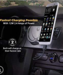 Scosche USBC242M ReVolt Universal Cigarette Lighter Multi Device Compact Dual Port USB Car Charger, Fast Charge Two Devices Simultaneously, Black Dual USB-A 24W 21 91 8wf5XCqL