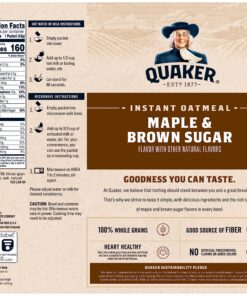 Quaker Instant Oatmeal, Maple & Brown Sugar, Individual Packets, 1.51 Ounce (Pack of 48) 19 91 AvPCFCCL