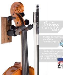 String Swing CC01V-BW Hardwood Home & Studio Wall Mount Violin Hanger - Black Walnut 19 91 BkUZmJNL