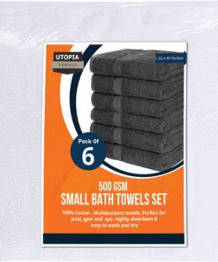 Utopia Towels 6 Pack Small Bath Towel Set, 100% Ring Spun Cotton (22 x 44 Inches) Lightweight and Highly Absorbent Quick Drying Towels, Premium Towels for Hotel, Spa and Bathroom (White) 22 x 44 Inches White 19 91 CyFrGJS