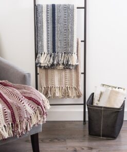 DII Braided Striped Throw, 50x60, Navy 24 91 FsV4xj8L