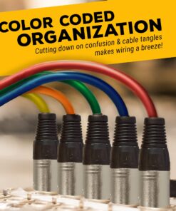 GLS Audio 6ft Patch Cable Cords - XLR Male to XLR Female Color Cables - 6' Balanced Snake Cord - 6 Pack 6 Ft. Multicolored 14 91 FvQDZaL