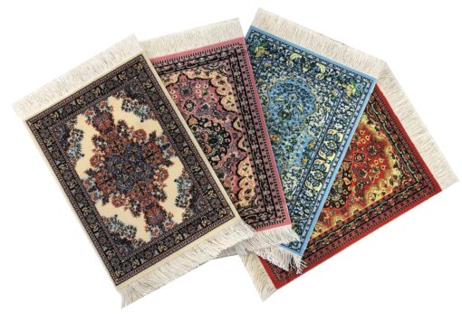 Rug Coasters, Set of 4 Turkish Carpet Style Table Drink mats, Absorbent Kitchen and Dining Accessories, Spill & drip Protection, Rectangular Mix-2