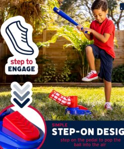 Franklin Sports Kids Baseball Pitching Machine - Pop A Pitch Baseball Batting Machine with Youth Bat + 3 Plastic Baseballs - Boys + Girls Baseball Toy,Red/Blue Baseball Pop A Pitch 23 91 GbcQ70kL