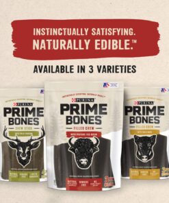 Purina Prime Bones Dog Bone, Made in USA Facilities, Natural Medium Dog Treats, Filled Chew With Pasture-Fed Bison - 6 Ct. Pouch 1.4 Pound (Pack of 1) 24 91 M1iTw7ZL