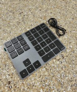 Bluetooth Number Pad, Lekvey Aluminum Rechargeable Wireless Numeric Keypad Slim 34-Keys External Numpad Keyboard Data Entry Compatible for Macbook, MacBook Air/Pro, iMac Windows Laptop Surface Pro etc Bluetooth - Black 44 91 RQalfayL