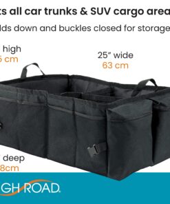 High Road Large Trunk Organizer for Cars and SUV's with 11 Storage Compartments, Bottom Grip Tabs and Side Stability Panel 12 91 RRlZlGRL