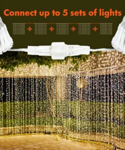 Twinkle Star 300 LED Window Curtain String Lights Wedding Party Home Garden Bedroom Outdoor Indoor Wall Decorations, Warm White *Warm white 24 91 YjTHlkzL