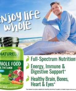 NATURELO Whole Food Multivitamin for Men - Vitamins, Minerals, Antioxidants, Organic Extracts - Vegetarian - for Energy, Brain, Heart, Eye Health - 240 Vegan Capsules, 1 Pack 240 Count (Pack of 1) 16 91 ahPY1iUL