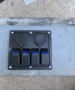 FXC Waterproof Marine Boat Rocker Switch Panel 4 Gang with Dual USB Slot Socket + Cigarette Lighter Blue LED Light for Car Rv Vehicles Truck 22 91 cT7gHqL