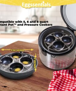 Alternative view of Eggssentials Egg Poacher Insert Stainless Steel Poached Egg Cooker Eggs Poaching Cup PFOA Free Egg Poachers Nonstick, 7.25" Rack Compatible with Skillet Instant Pot 4 Cup Egg Poacher