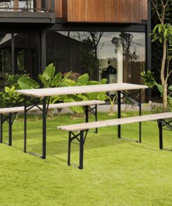 Outsunny 6' Portable Picnic Table and Bench Set, Outdoor Wooden Folding Camping Dining Table Set for Patio Garden Outdoor Activities 19 91 g8r3JmBL 1