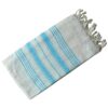 Dandelion - Ivory Basic Pattern - Naturally-Dyed Cotton Turkish Towel Peshtemal - 71x39 Inches - Azure