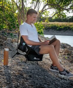 MOON LENCE Camping Chairs, Compact Backpacking Chair Lawn Chair with Side Pockets Portable Lightweight Heavy Duty Small Folding Chair for Hiking & Beach & Fishing Black 27 91 sLtxmCyL 2