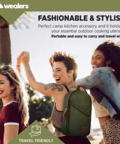 Camp Kitchen Cooking Utensil Set Travel Organizer Grill Accessories Portable Compact Gear for Backpacking BBQ Camping Hiking Travel Cookware Kit Water Resistant Case (Green 13 Piece Set) Green 23 91 wl XbEvL