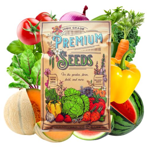 Heirloom Vegetable Garden Seed Collection – Assortment of 15 Non-GMO, Easy Grow, Gardening Seeds: Carrot, Onion, Tomato, Pea, Cucumber, Beets, Basil, More