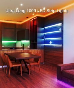 VOLIVO 100ft RGB Led Strip Lights, Color Changing Led Light Strips Kit with 44 Keys IR Remote Control, Led Lights for Bedroom, Room, Home Decoration Ultra Long RGB 5050 Led Strips 100 ft 17 91024 3A3L