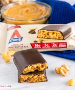 Atkins Chocolate Peanut Butter Protein Meal Bar, High Fiber, 16g Protein, 2g Sugar, 3g Net Carb, Meal Replacement, Keto Friendly, 8 Count 12 9104RdpahML