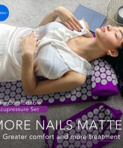 Acubliss Acupressure Mat, Strap & Pillow 3 Piece Gift Set, 12,348 Acupuncture Pressure Points for Back Pain Relief, Increased Energy, Relaxation, FSA/HSA Eligible, Drawstring Bag, Purple 6 910HHVQtYoL
