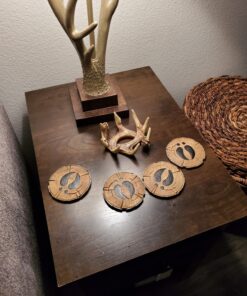 Pine Ridge Deer Antler Drink Coaster Set of 4 Old West Decor - Home Table Beverage Coaster with Holder - Drink Glass Holder with Outdoors Rustic Cabin Theme Deer Antler Coasters 27 910Umplnk0L