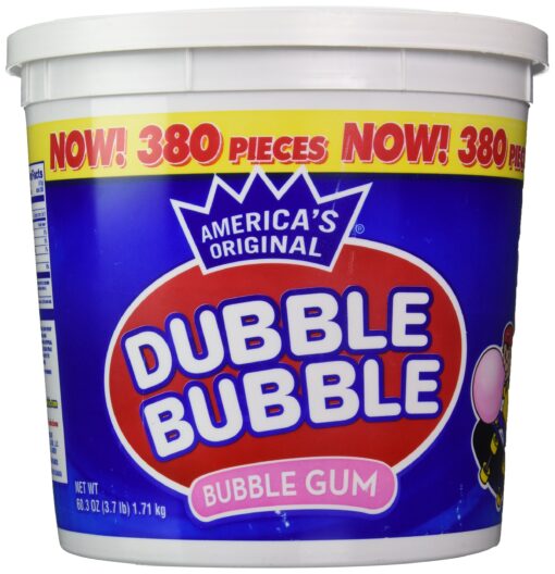 Dubble Bubble Tub, Original Flavor, 380-Count, 60.3 Oz(3.7 lb) 380 Count (Pack of 1)