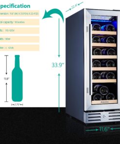 Kalamera Mini Fridge 18 Bottle - 12 inch Wine Cooler Refrigerator, Built-in or Freestanding, with Stainless Steel & Double-Layer Tempered Glass Door, and Temperature Memory Function Wine Fridge 12Inch/18 Bottles 12 910jUSfPKLL