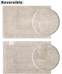 COTTON CRAFT Smith Set of 2 Cotton Handmade Heavyweight Reversible Racetrack Bath Rugs, 17 inch x 24 inch, Linen 13 910p53uKJML