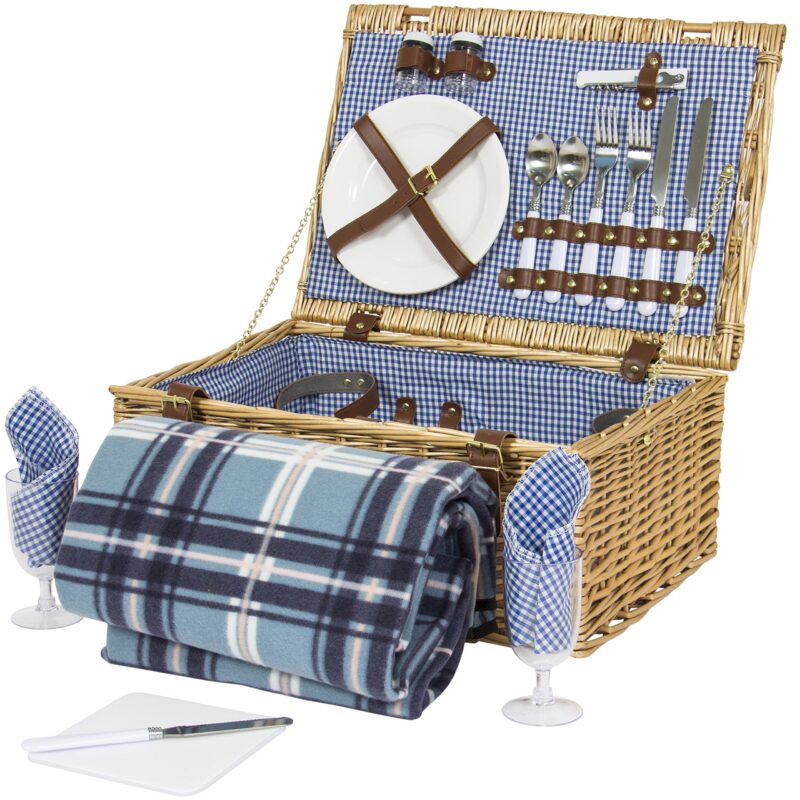Catalog 5 Best Choice Products 2 Person Wicker Picnic Basket W/ Cutlery, Plates, Glasses, Tableware & Blanket