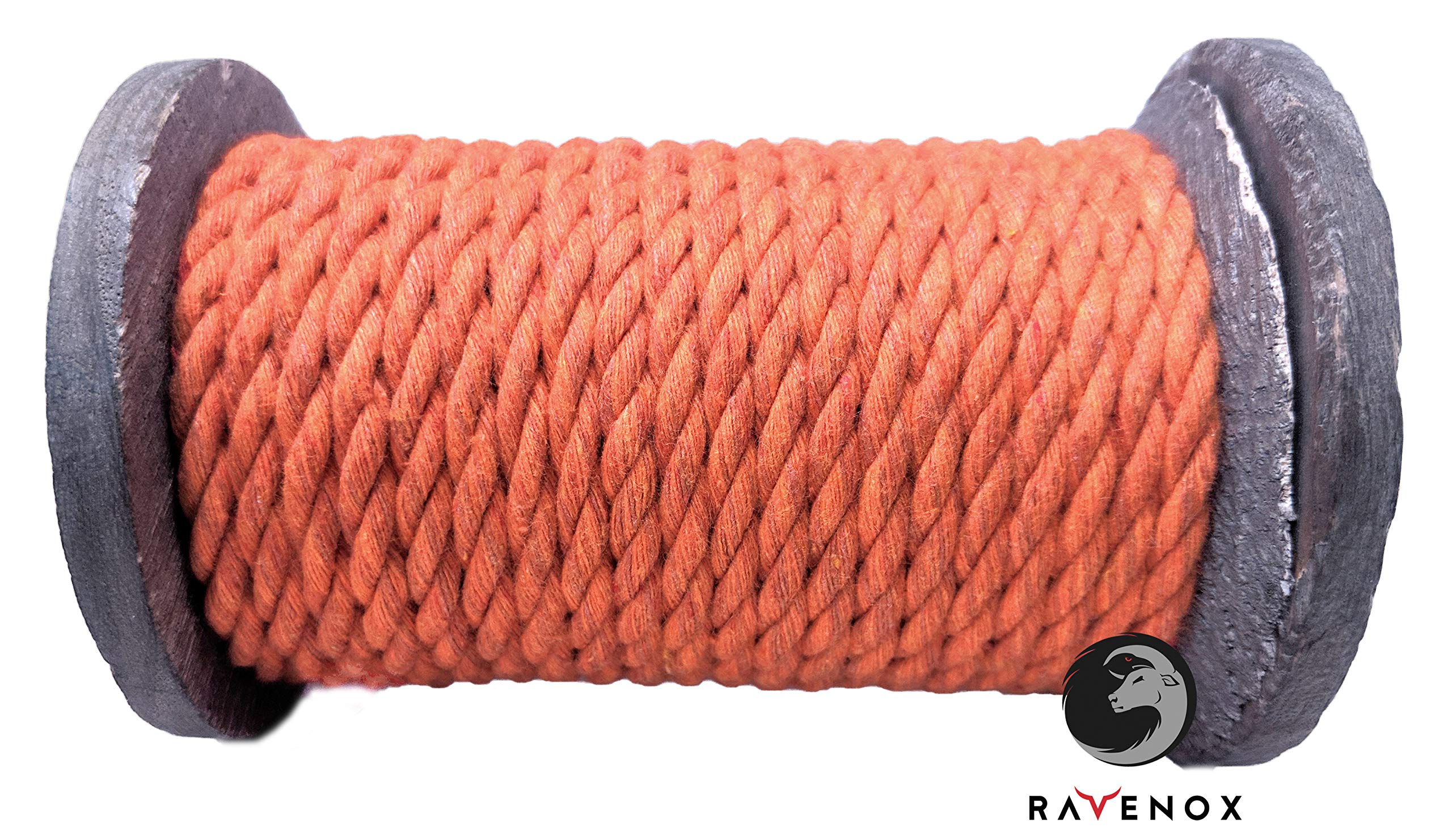 Ravenox Natural Twisted Cotton Rope | Made in The USA | Strong Triple-Strand Cordage for Sports, Décor, Pet Toys, Crafts, Macramé & Indoor Outdoor Use| by The Foot & Diameter (Multiple Color) Orange 1/8 Inch x 3000 Feet 3 Ravenox Natural Twisted Cotton Rope | Made in The USA | Strong Triple-Strand Cordage for Sports, Décor, Pet Toys, Crafts, Macramé & Indoor Outdoor Use| by The Foot & Diameter (Multiple Color) Orange 1/8 Inch x 3000 Feet - Image 3
