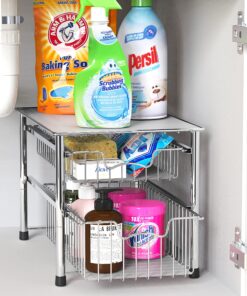 Simple Houseware Stackable 2 Tier Sliding Basket Organizer Drawer, Chrome 2-Tier 30 910x58ZygL