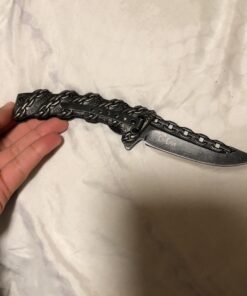 TAC FORCE Spring Assisted Folding Pocket Knife –Stonewashed Finish Stainless Steel Blade and Handle with Sculpted Chain Link Design, Includes Pocket Clip, Tactical, EDC, Rescue - TF-859 38 910yJSrjm L