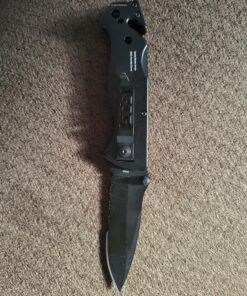 SOG Escape Tactical Folding Knife- 3.4 Inch Serrated Edge Blade Emergency Pocket Knife with Glass Breaker, Wire Stripper and Line Cutter Blades-Black (FF25-CP) Escape - Hardcased Black 42 9110gACKYBL