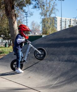 Strider 12” Pro Bike - No Pedal Balance Bicycle for Kids 18 Months to 5 Years - Includes Safety Pad, Padded Seat, Mini Grips, Flat-Free Tires & Number Plate - Tool Free Silver 20 9114ZQeDm2L
