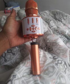 Ankuka Karaoke Microphone for Kids, Bluetooth Karaoke Microphone with LED Lights,Portable 4 in 1 Wireless Microphone Toys Christmas Birthday Gift Home Party Kids Toys for Girls Boys Adults(Rose Gold) Rose Gold 35 9119YQqCzgL