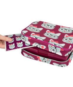 Bentology Lunch Box for Girls - Kids Insulated, Durable Lunchbox Tote Bag Fits Bento Boxes, Containers w/Lids, Jars & Bottles, Back to School Reusable Lunch Sleeve Keeps Food Hotter or Colder Longer Kitty 20 911IWpUdzpL