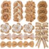 LEOBRO 24PCS Burlap Flowers, 8 Styles Natural Handmade Rustic Rose Flower Bowknot with Faux Pearls for DIY Craft Bouquets Home Wedding Christmas Party Decoration 3 911JjQwgWCL