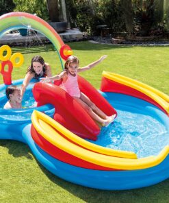 Intex Rainbow Ring Inflatable Play Center, 117" X 76" X 53", For Ages 2+ 1 Pack 28 911JlvQLeEL