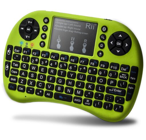 Rii i8+ Mini Bluetooth Keyboard with Touchpad＆QWERTY Keyboard, Backlit Portable Wireless Keyboard for Smartphones laptop/PC/Tablets/Windows/Mac/TV/Xbox/PS3/Raspberry Pi.Green Green