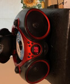 JENSEN CD-490 Portable Stereo CD Player with AM/FM Radio and Aux Line-In, Red and Black 22 911OOX0z L