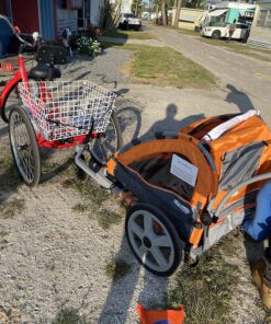 Instep Quick-N-EZ Double Tow Behind Bike Trailer for Toddlers, Kids, Converts to Stroller, Jogger, 2-in-1 Canopy, Universal Bicycle Coupler, Folding Frame, Multiple Colors Orange 37 911YmxLEYIL