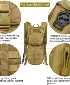 Alternative view of MARCHWAY Tactical Molle Hydration Pack Backpack with 3L TPU Water Bladder, Military Daypack for Cycling, Hiking, Running, Climbing, Hunting, Biking Tan
