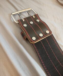 Weight Lifting Belt (5mm Thick) - Leather Weight Lifting Belt for Women & Men - Functional Workout Belt - Gym Belt for Weightlifting, Powerlifting, Squat & Deadlift - Adjustable Weightlifting Belt Black/Red Medium 57 911dxhDSD2L