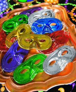 Metallic Half-Masks (24 pieces)-Masquerade Masks, Mardi Gras, Party Supplies 6.75" 16 911eDFdB11L
