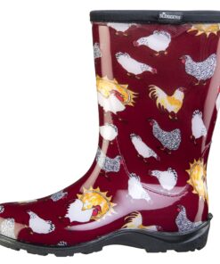 Sloggers Waterproof Garden Rain Boots for Women - Cute Mid-Calf Mud & Muck Boots with Premium Comfort Support Insole 8 Chickens Barn Red 20 911kPak0E6L 1