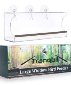 Tranquil Outdoors Large Acrylic Window Bird Feeder: Strong Removable Suction Cup Mounted Outdoor Bird House Feeder, Clear Birdfeeders for Large & Small Birds. Best See Thru Feeder for Bird Watching 48 911mArWFlXL